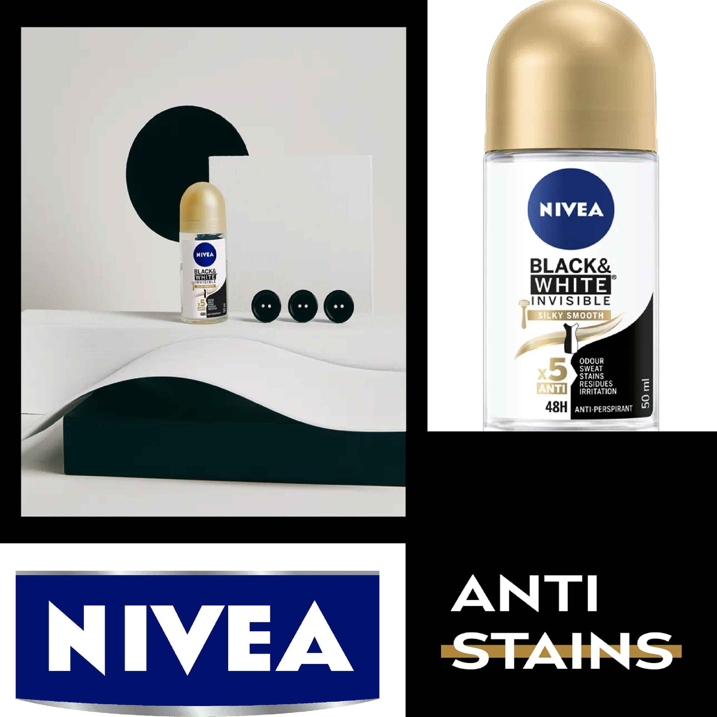 Nivea Black & White Silky Smooth Women Roll-On