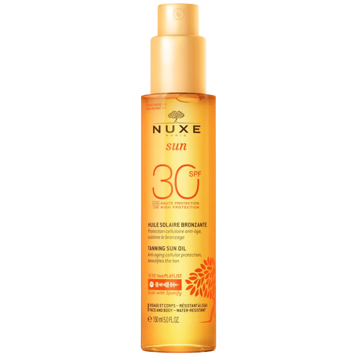 زيت تسمير البشرة عالي الحماية SPF30 للوجه والجسم ، NUXE Sun